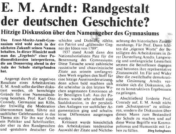 E.M. Arndt: Randgestalt der deutschen Geschichte?
